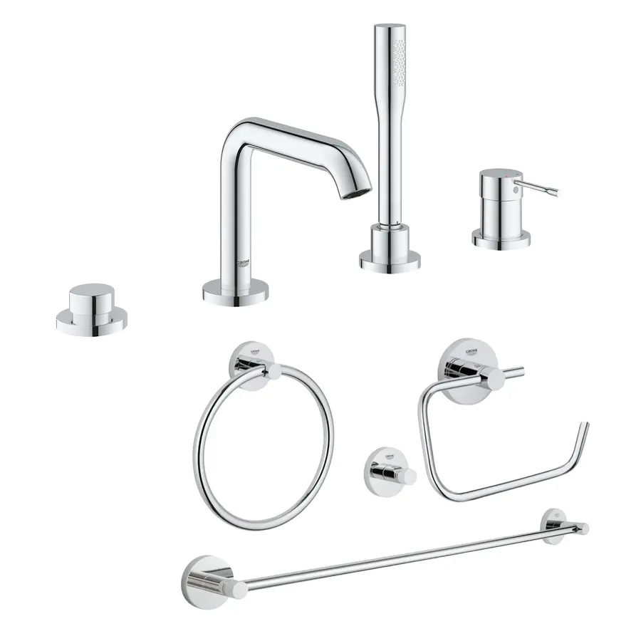 Комплект Grohe змішувач для ванни Essence 19578001 + набір аксесуарів Essentials 40823001