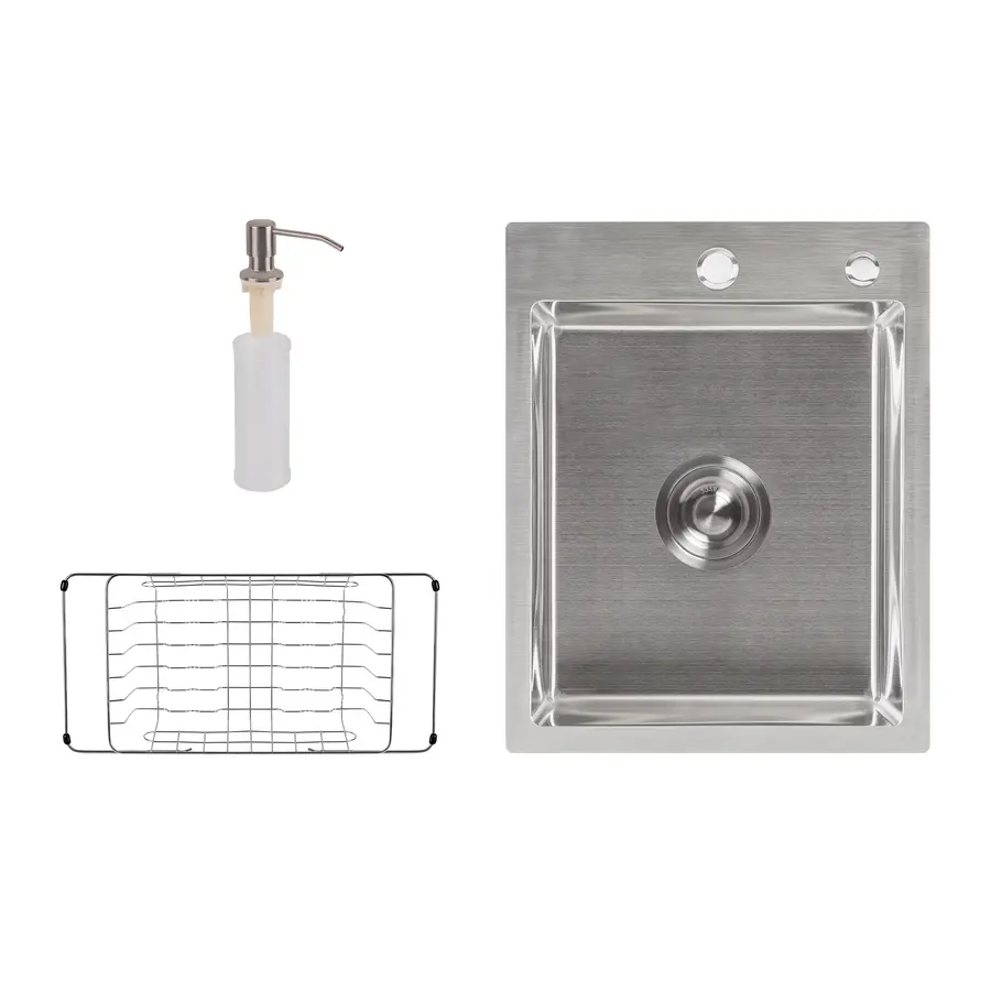 Кухонна мийка Lidz H6050 3.0/0.8 мм Brush + сушарка + дозатор для миючого засобу