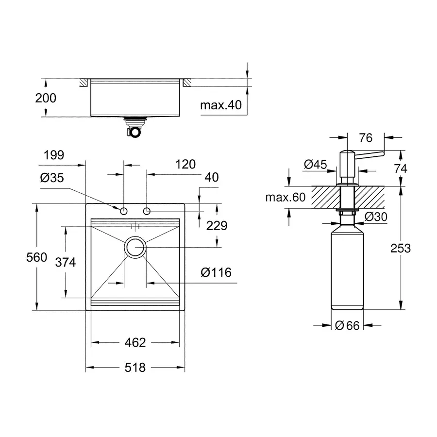 Мийка кухонна Grohe K800 31583SD0 + дозатор для миючого засобу Contemporary 40536000
