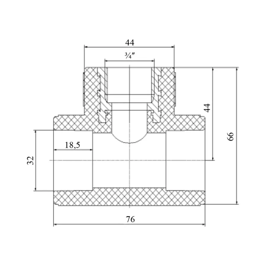Тройник PPR Blue Ocean 32х3 / 4 "х32 ВР