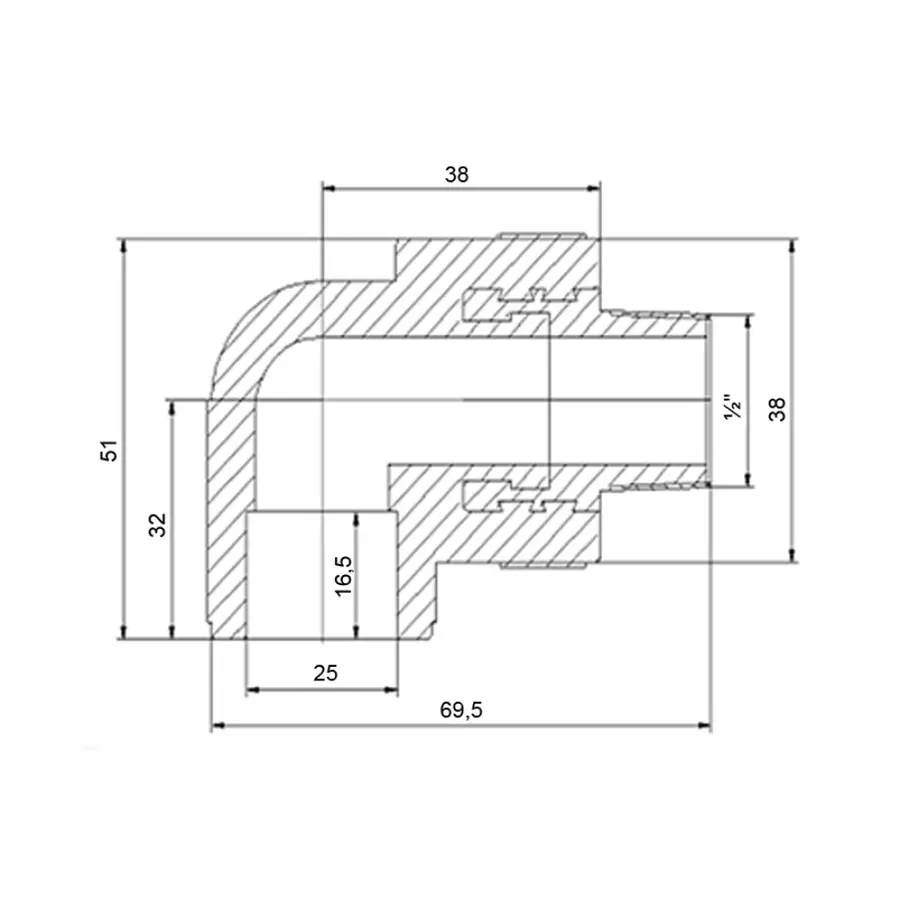 Кутик PPR Blue Ocean 25х1/2", 90° ЗР