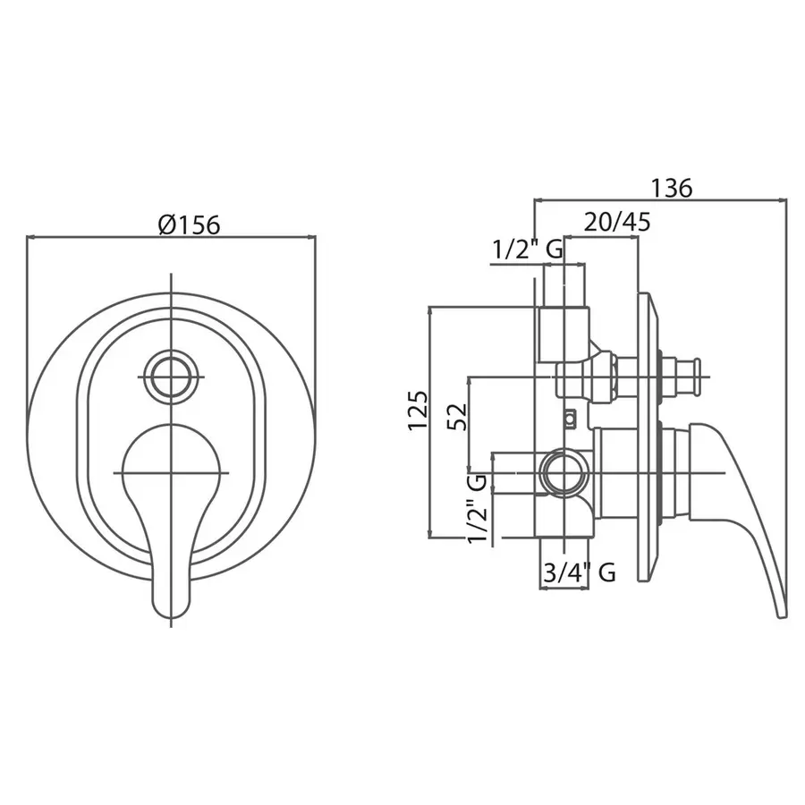 Смеситель скрытой монтажа для душа Bianchi Star INDSTR2010STRCRM для двух потребителей