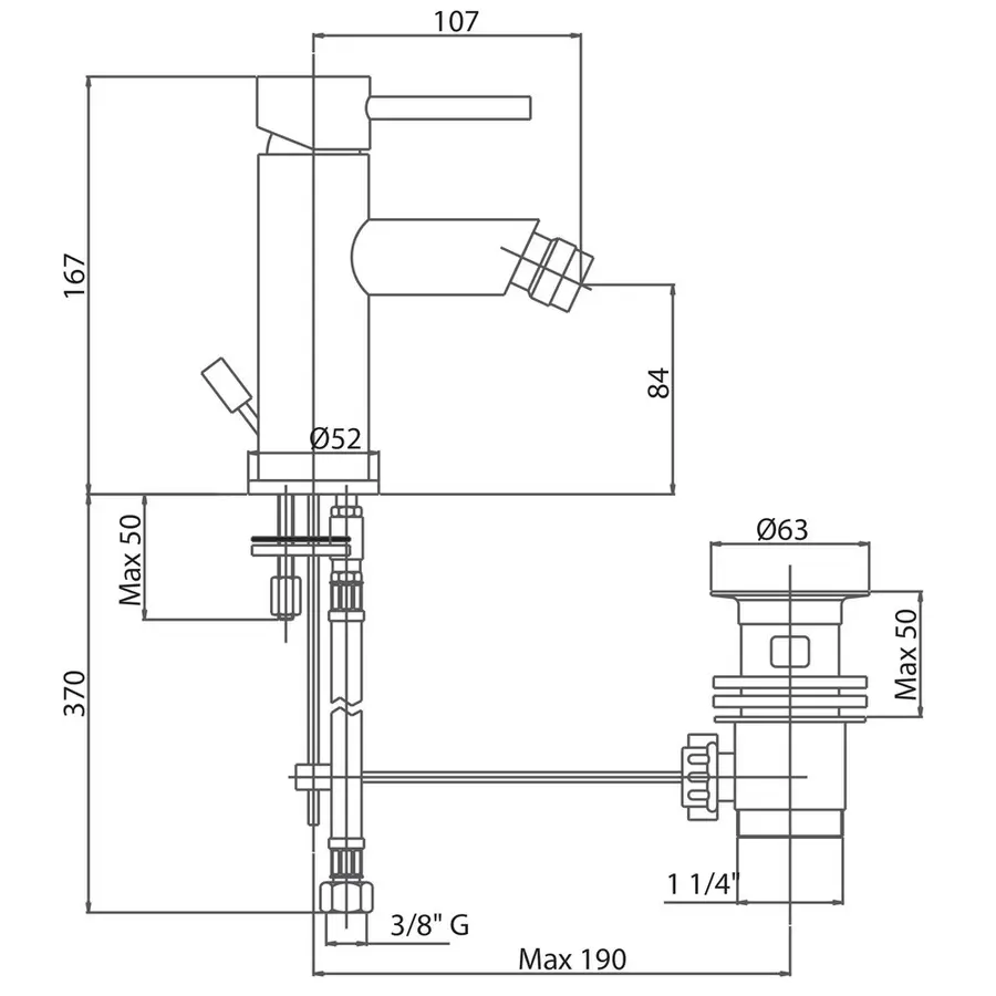 Смеситель для биде Bianchi Style NKS BIDSTY20030IANKS с донным клапаном