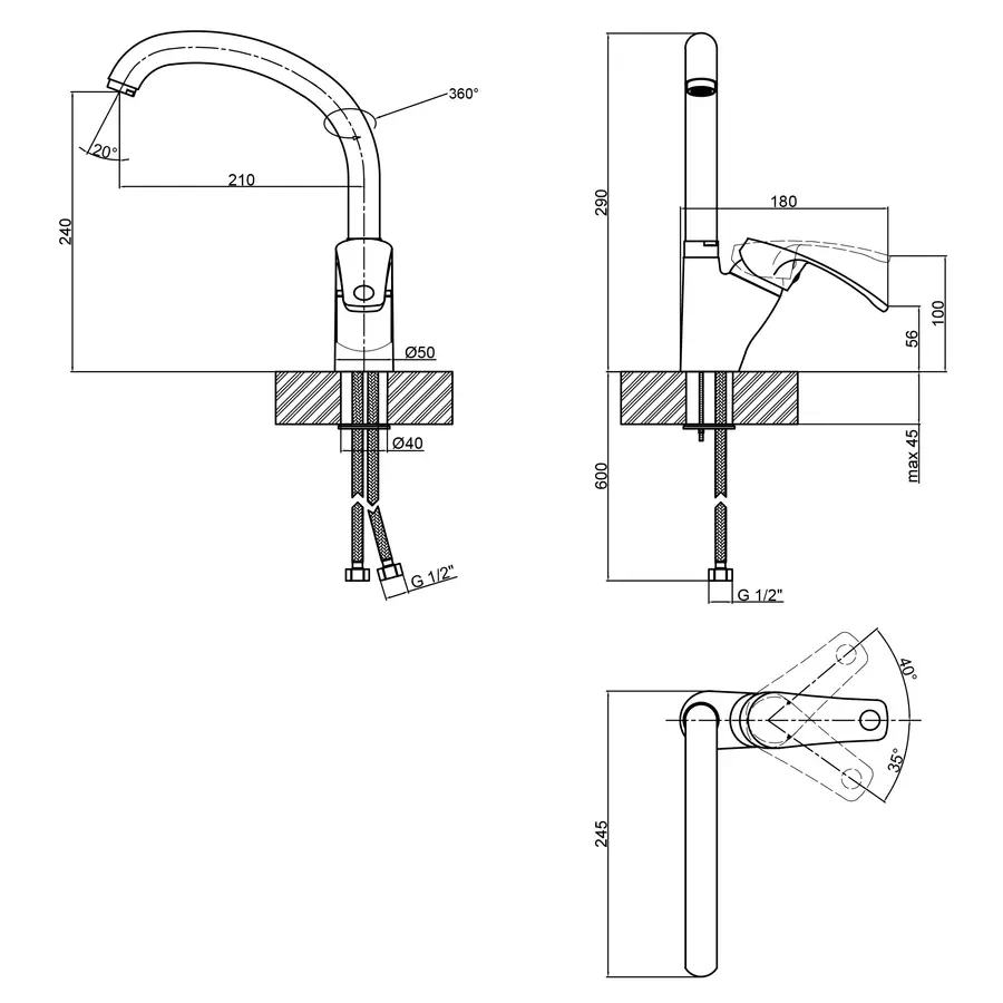 Змішувач для кухні Qtap Mars СRM 007