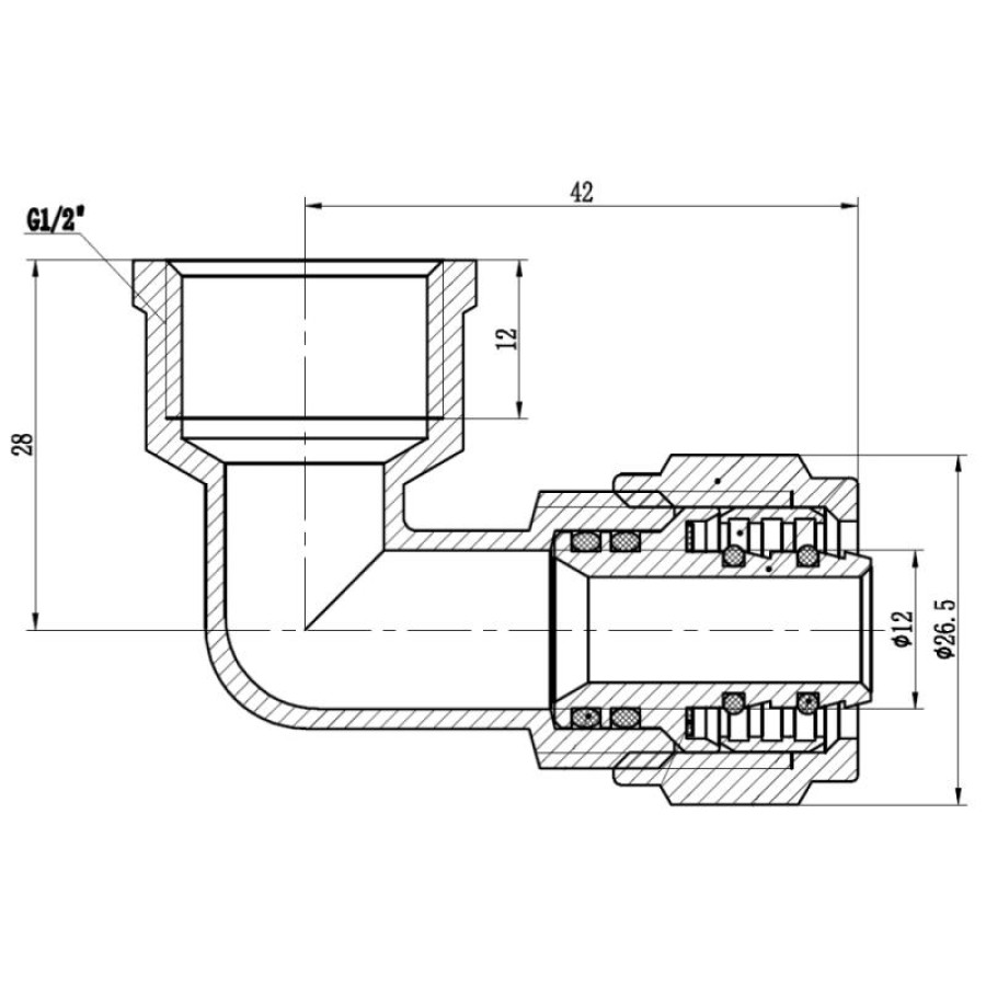 Уголок обтискний SD Forte 16х1/2" ВР SF174W1615