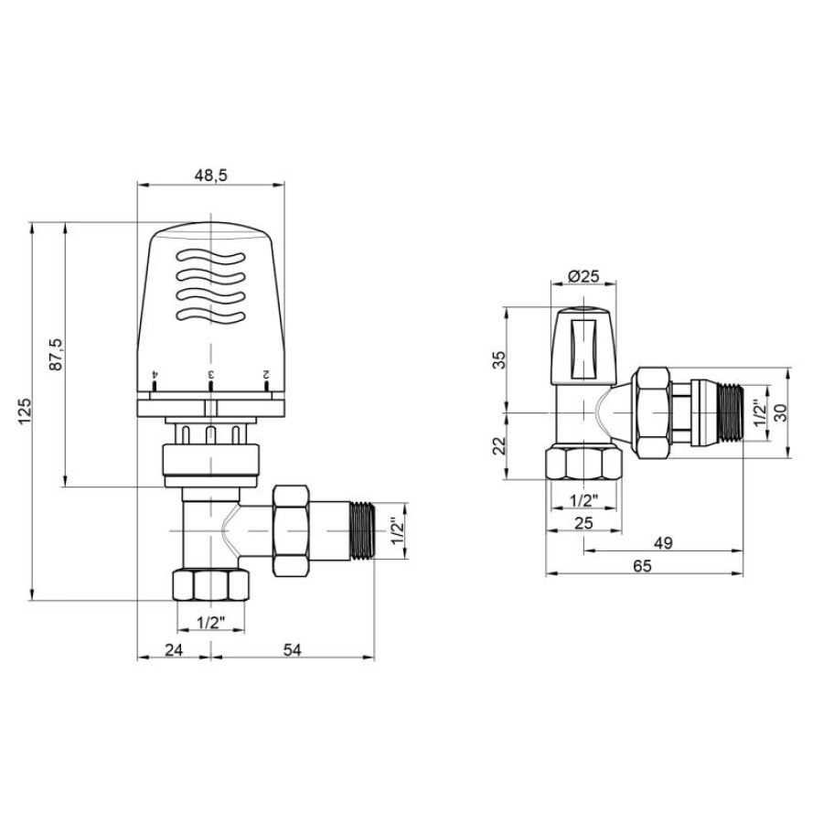 Термокомплект Icma 1/2" з антипротіканням кутовий №KIT_1100+774-940+805-940