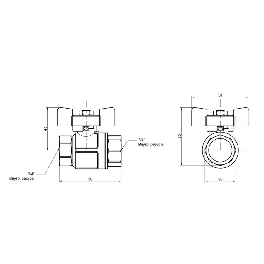 Кран кульовий Icma 3/4" прямий №349