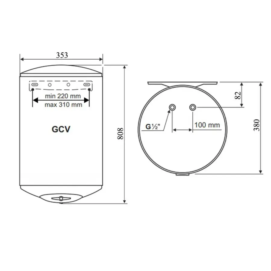 Водонагрівач Tesy Anticalc Slim 50 л, сухий ТЕН 2х0,8 кВт (GCV503516DB14TBRC) 304890