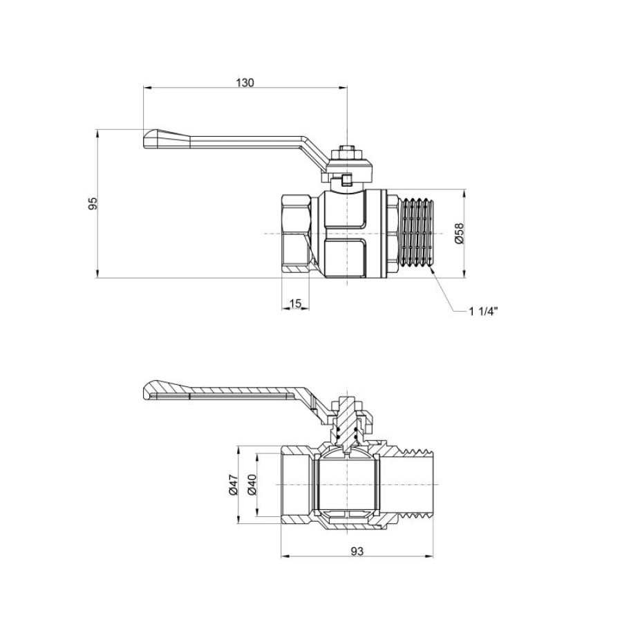 Кран кульовий Icma 1" 1/4 прямий №352