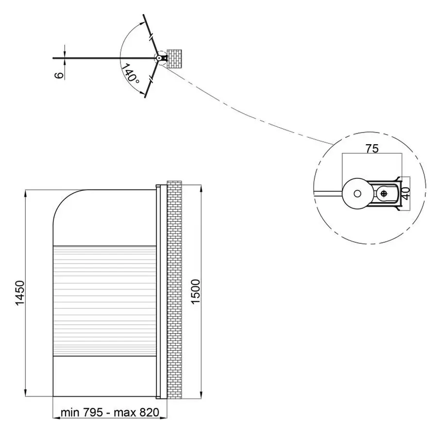 Штора на ванну Lidz Brama SS80x150R.CRM.L скло Linie, 6 мм, права