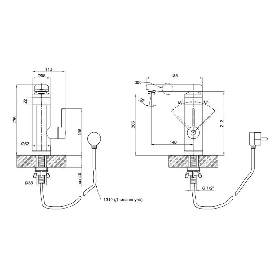 Кран для кухні проточний Lidz (CRW) 95 00 061