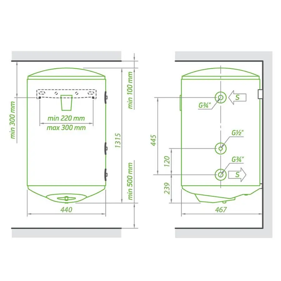 Комбінований водонагрівач Tesy Bilight 150 л, мокрий ТЕН 2,0 кВт (GCV9S1504420B11TSRP) 305156
