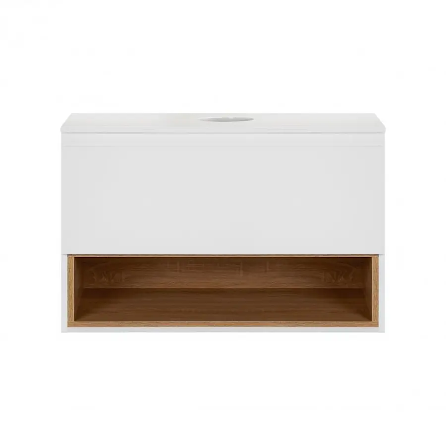 Тумба підвісна Qtap Robin 800х480х470 White/Whitish oak зі стільницею QT1379TPН8001WWO