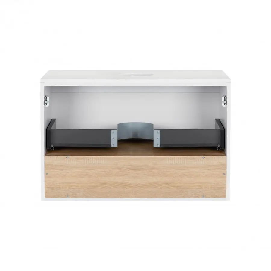 Тумба підвісна Qtap Robin 800х480х470 White/Whitish oak зі стільницею QT1379TPН8001WWO