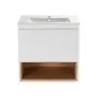 Комплект Qtap Robin 600х580х437 White/Whitish oak тумба підлогова + раковина урізна QT1372TPВ6001WWO