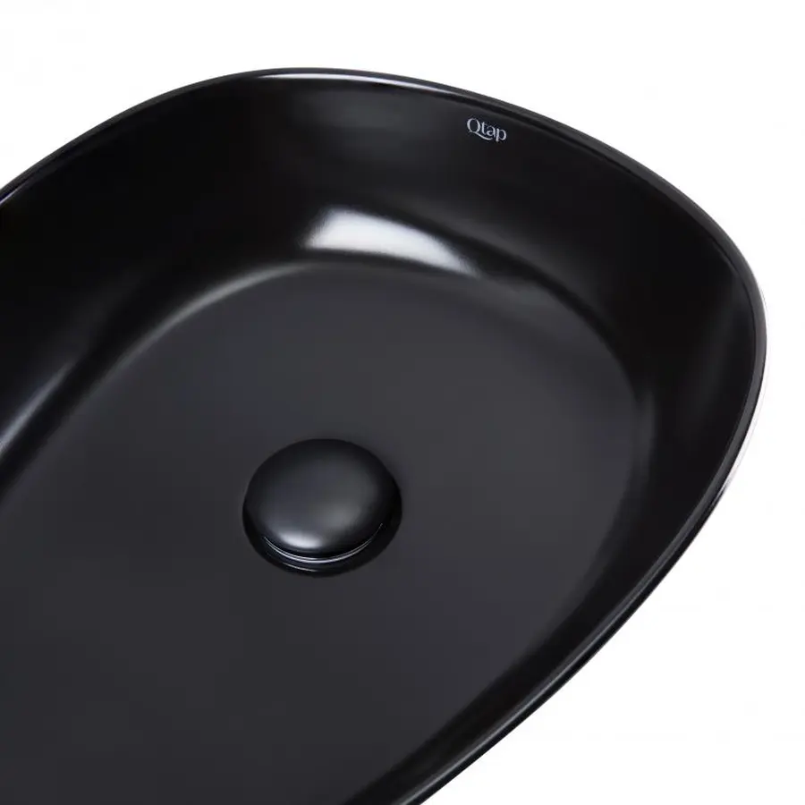 Раковина-чаша Qtap Leo 400x350x160 Matt black з донним клапаном QT1111A053MB