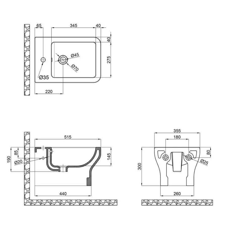 Біде підвісне Qtap Cardinal 520х360х300 White QT0455B660W