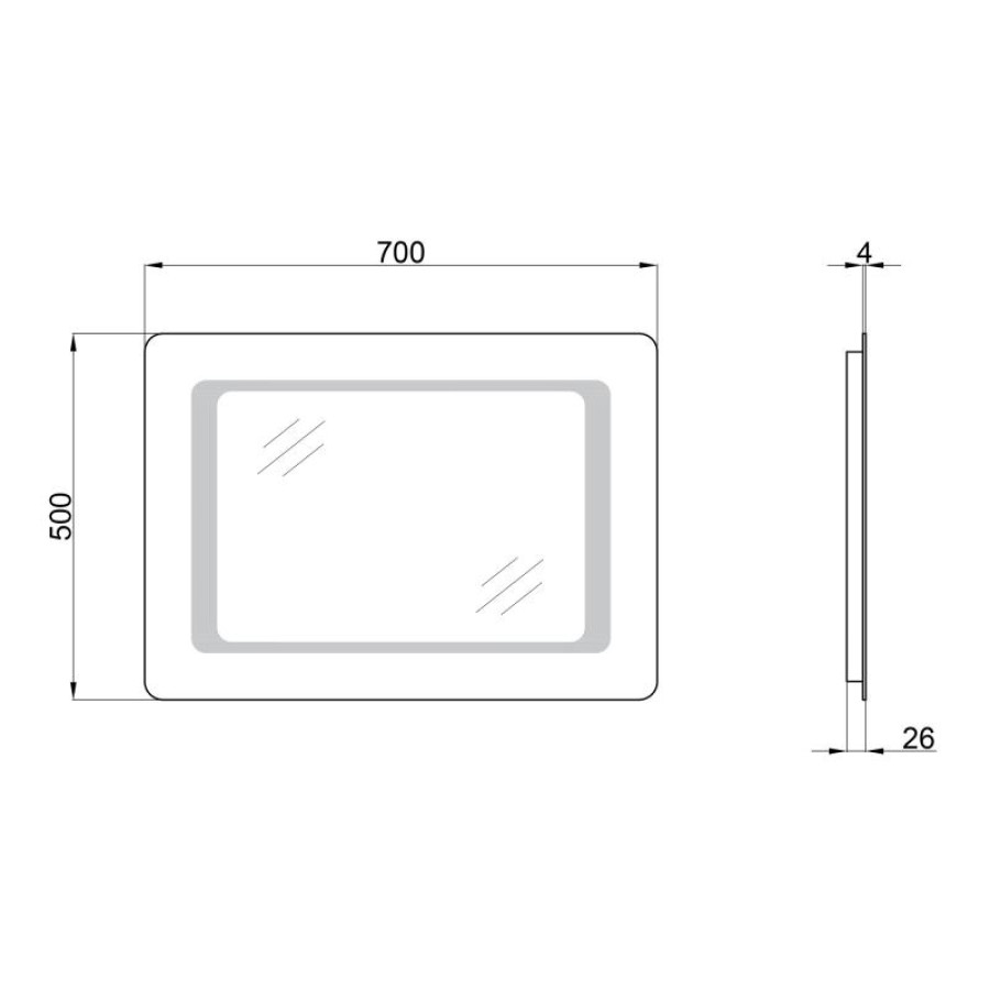 Дзеркало Qtap Leo 500х700 з LED-підсвічуванням, Reverse QT117812086080W