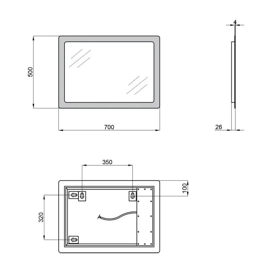 Дзеркало Qtap Aquarius 500х700 з LED-підсвічуванням, Reverse QT217814198120W