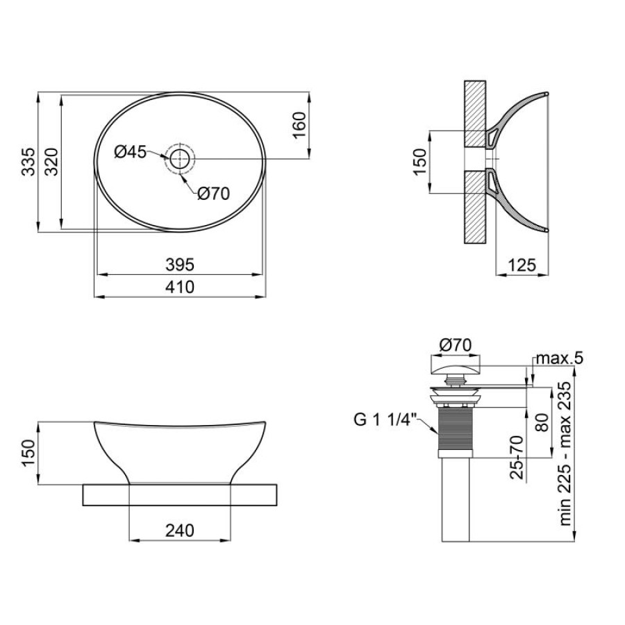 Раковина-чаша Qtap Dove 410x335x145 White з донним клапаном QT06113078W