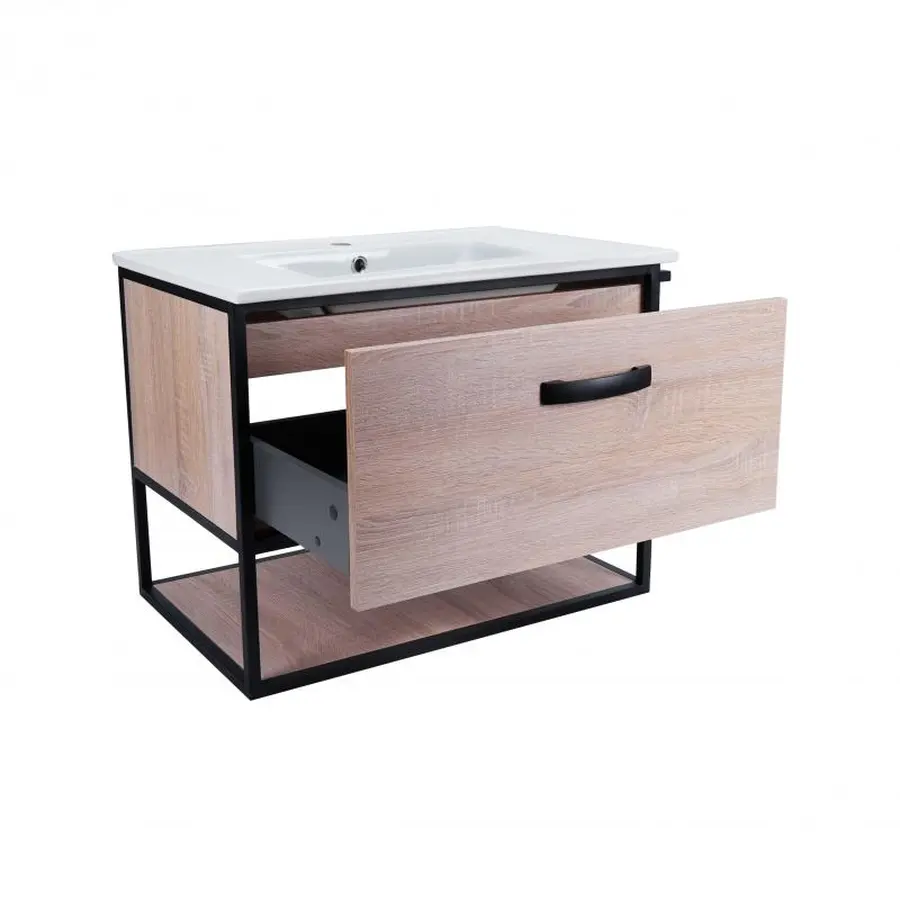 Комплект Qtap Taurus 800х580х437 Whitish oak тумба підвісна + раковина урізна QT2472TPT803WO