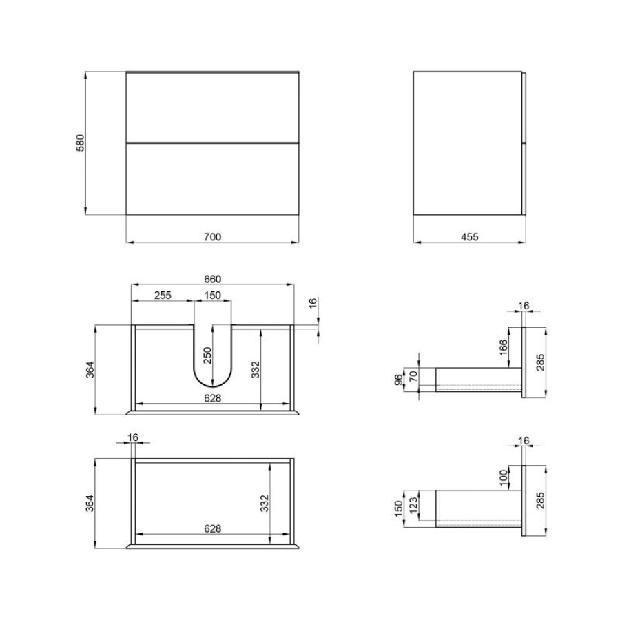 Тумба підвісна Qtap Tern 700х580х437 Matt black QT1774TPL702MB