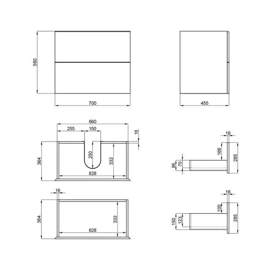 Тумба підвісна Qtap Tern 700х580х437 Matt black QT1774TPL702MB