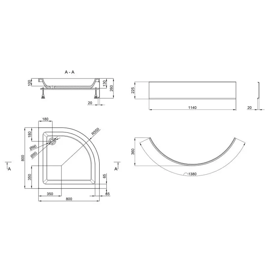 Душовий піддон Lidz Kupala з панеллю LKUST808026SET