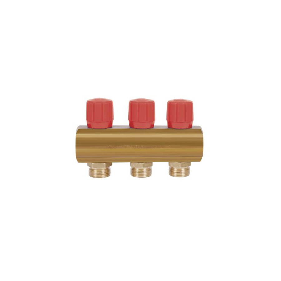 Колектор Icma з регулювальними вентилями 1" 3 виходи №1105 (Red)