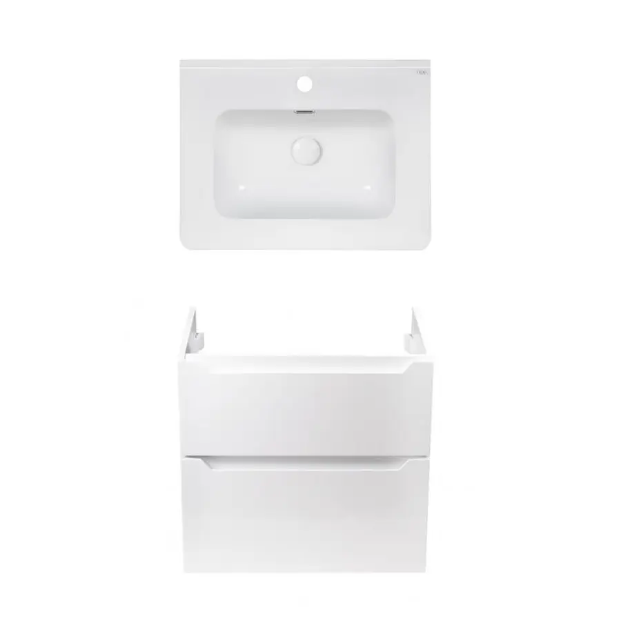 Комплект Qtap тумба підвісна Scorpio 600х585х460 мм White + раковина урізна Albatross 9H QT71SC43966