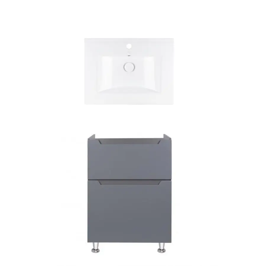Комплект Qtap тумба підлогова Scorpio 600х825х460 мм Graphite + раковина урізна Albatross QT71SC44008