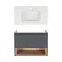 Комплект Qtap тумба підвісна Robin 800х580х437 мм Graphite/Whitish oak + раковина урізна Albatross New QT71RO44055