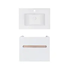 Комплект Qtap тумба підвісна Virgo 700х580х437 мм White/Whitish oak + раковина урізна Albatross E QT71V44076