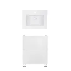 Комплект Qtap тумба підлогова Tern 600х725х437 мм White + раковина урізна Albatross E QT71TE44087