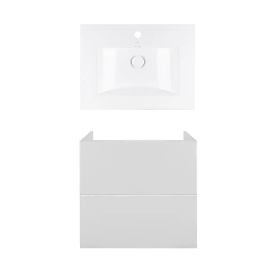 Комплект Qtap тумба підвісна Tern 600х580х437 мм White + раковина урізна Albatross QT71TE44097