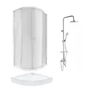 Готове рішення Qtap 1: Душ. кабіна півколо., 90x90 + Піддон + Душ. панель