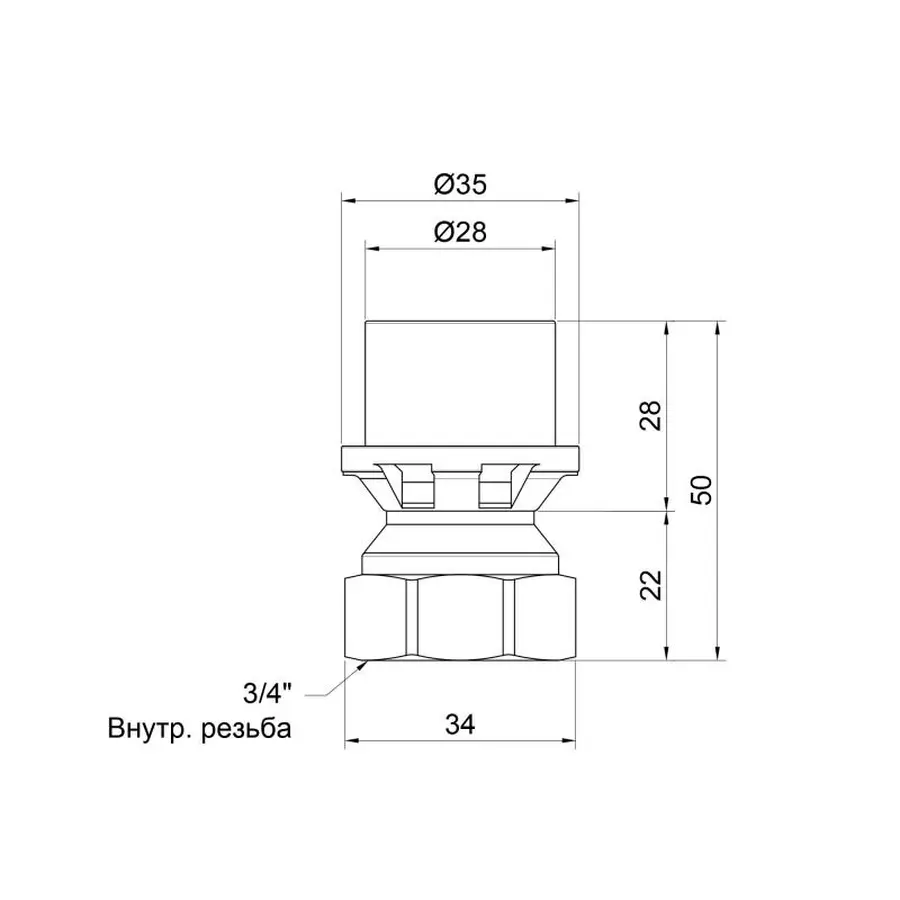 Перехідник прес Icma 26х3/4" ВР №401