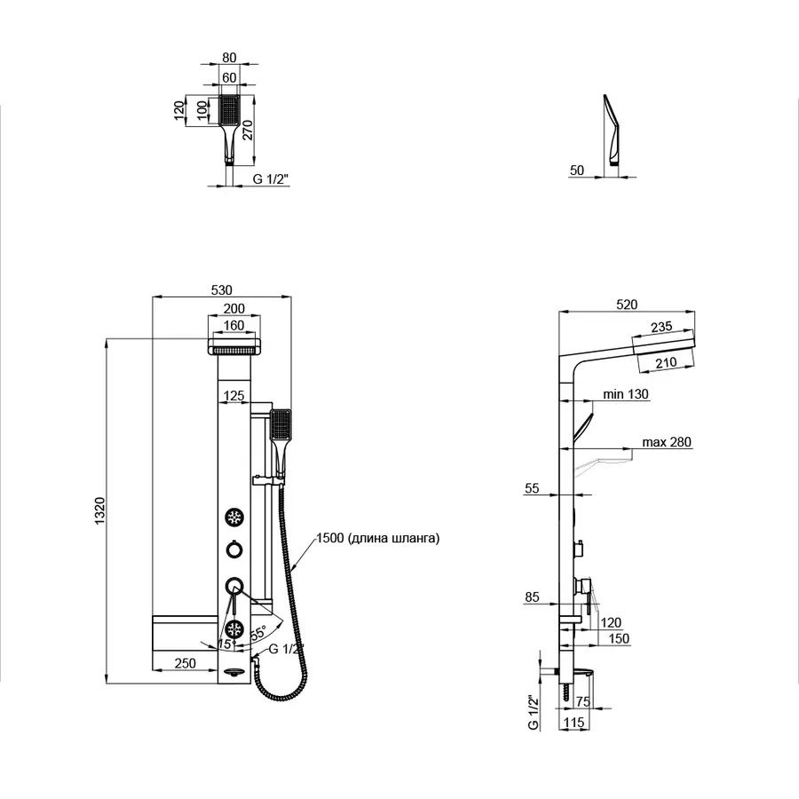 Душова панель Qtap WHI 1114