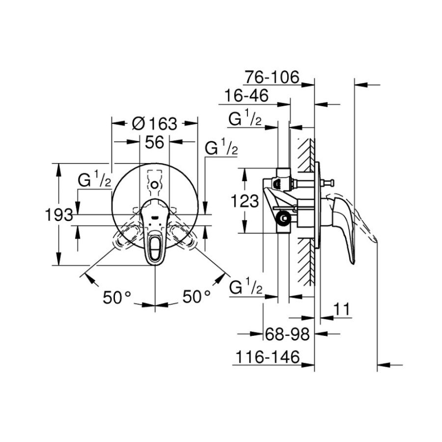 Змішувач прихованого монтажу для душу Grohe Eurostyle 33637003 для двох споживачів