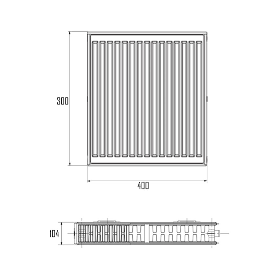 Радиатор стальной Aquatronic 22-К 300х400 боковое пидмикання