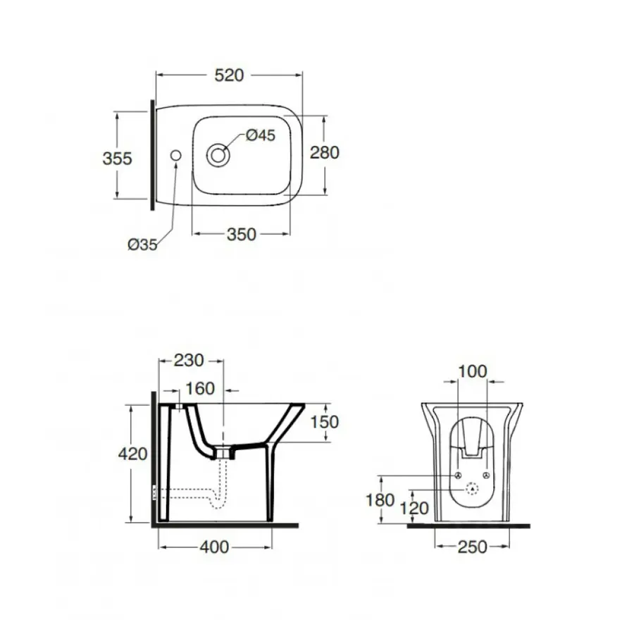 Биде напольное Azzurra Prua PRU500B1