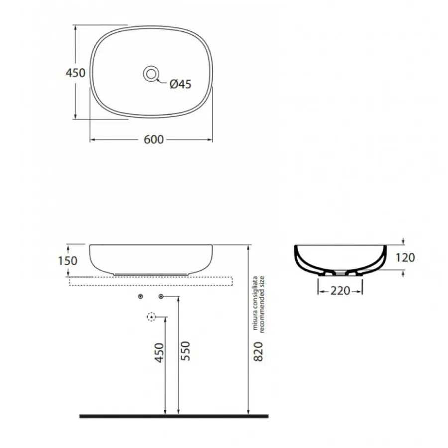 Раковина для ванны Azzurra Clas + CLI60B1 Shiny white