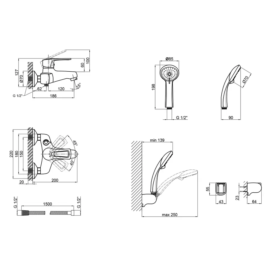 Змішувач для ванни Qtap Hansberg CRM 006 New