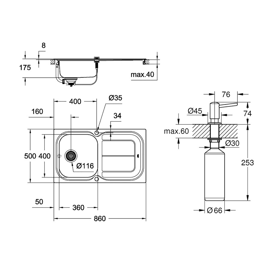 Кухонная мойка Grohe Sink K300 31563SD0