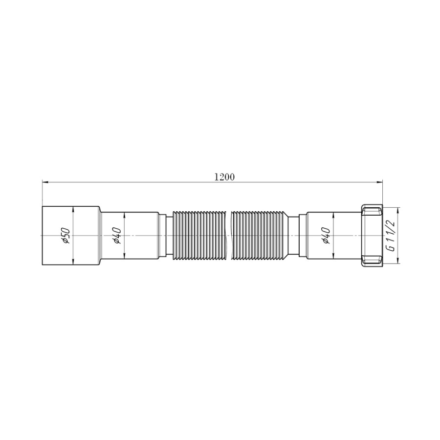 Гибкая труба для сифона Krono Plast ГН120 с накидной гайкой 1 1/4 "