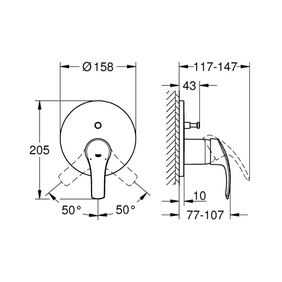 Зовнішня частина змішувача для душу Grohe Eurosmart 24043002 для двох споживачів