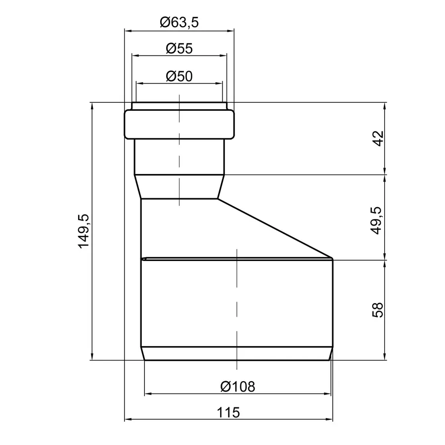 Редукція PPR каналізаційна TA Sewage 110х50 пряма