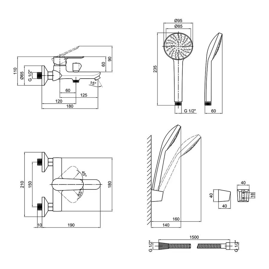 Смеситель для ванны Lidz (CRM) 15 36 006 00 New