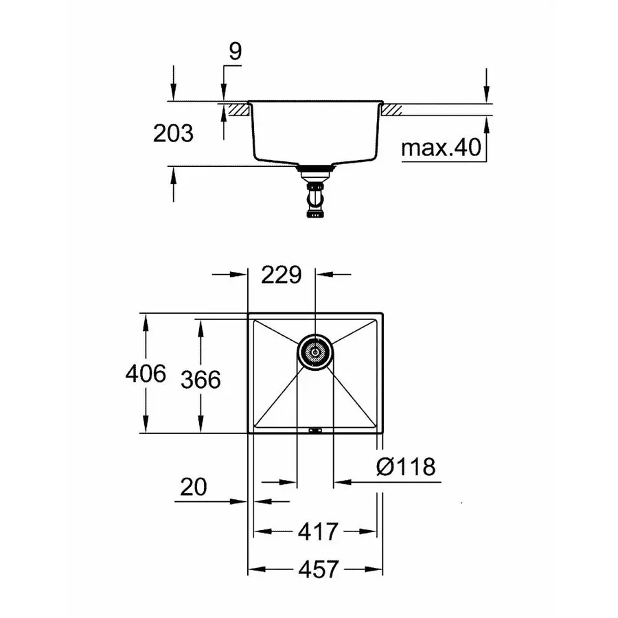 Кухонна гранітна мийка Grohe Sink K700 Undermount 31653AT0