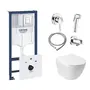 Комплект інсталяція Grohe Rapid SL 38827000 + унітаз з сидінням Qtap Jay QT07335176W + набір для гігієнічного душу зі змішувачем Grohe BauClassic 111048